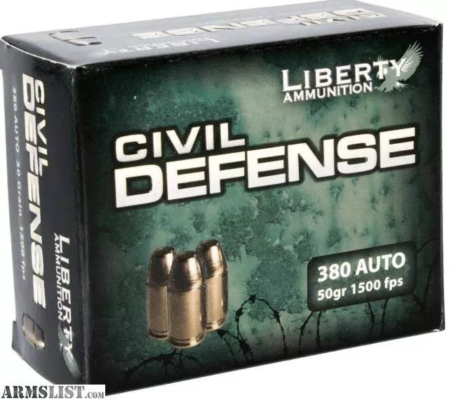 LIBERTY AMMUNITION CIVIL DEFENSE 380 AUTO 50 GRAIN OPEN CAVITY HOLLOW POINT from Realm Firearms near Spring Lake Park, Minneapolis / St. Paul, MN