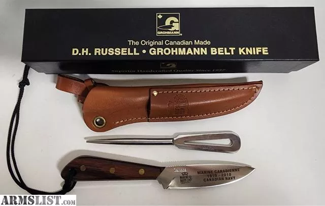 The Original Canadiam Made D.H. Russell Grohmann Belt Knife #Navy R3SM Special/Logo'd from Coast To Coast Pawn near Clearwater, Tampa/St. Pete, FL