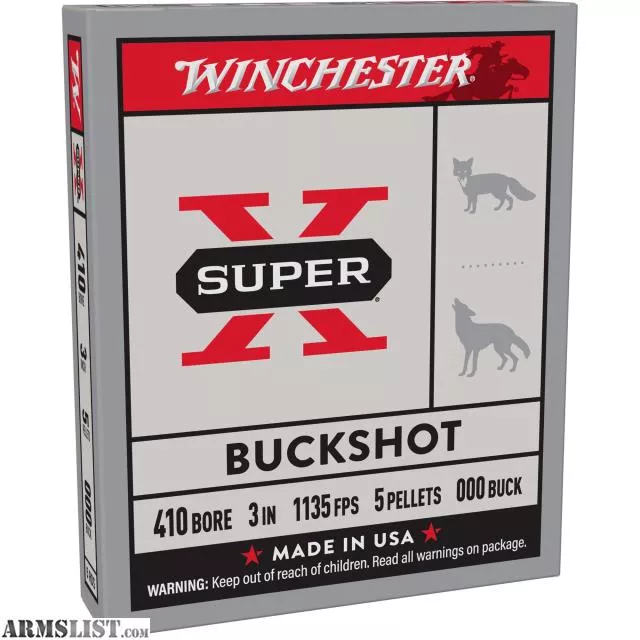 Winchester Super-X 410 Gauge 3" 000 Buckshot 5 Pellets 5 Round Boxfrom KAG Arms near Littleton, Massachusetts, USA