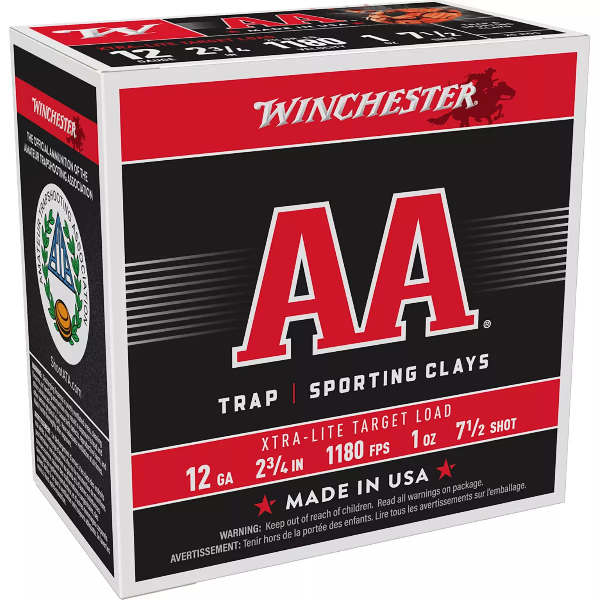 WINCHESTERAA XTRA-LITE 12 GAUGE 2-3/4″ #7.5 SHOT SHOTGUN AMMO
