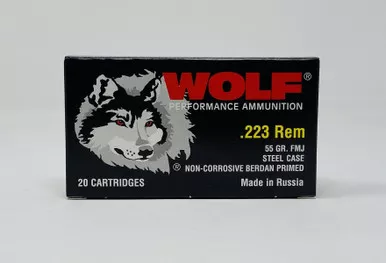 Wolf 223 Rem Ammunition Performance 55 Grain Full Metal Jacket 20 Rounds