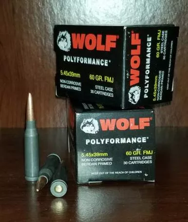 Wolf 5.45x39mm Ammunition 60 Grain Full Metal Jacket CASE 750 rounds