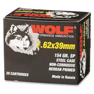 Wolf Performance 7.62x39mm Ammunition 154 Grain Soft Point CASE 1000 Rounds