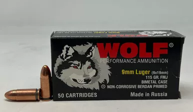 Wolf Performance 9mm Luger Ammunition WPA9MMBM 115 Grain Full Metal Jacket Case of 1350 Rounds